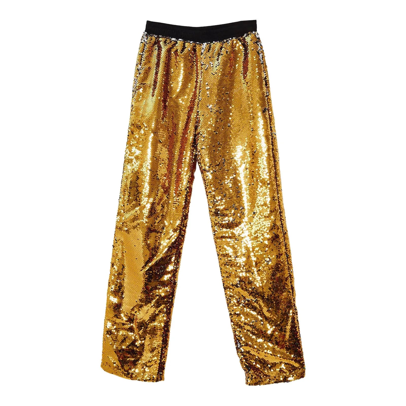 Men's Wide Leg Sequin Trousers with Relaxed Fit and Statement Streetwear Style