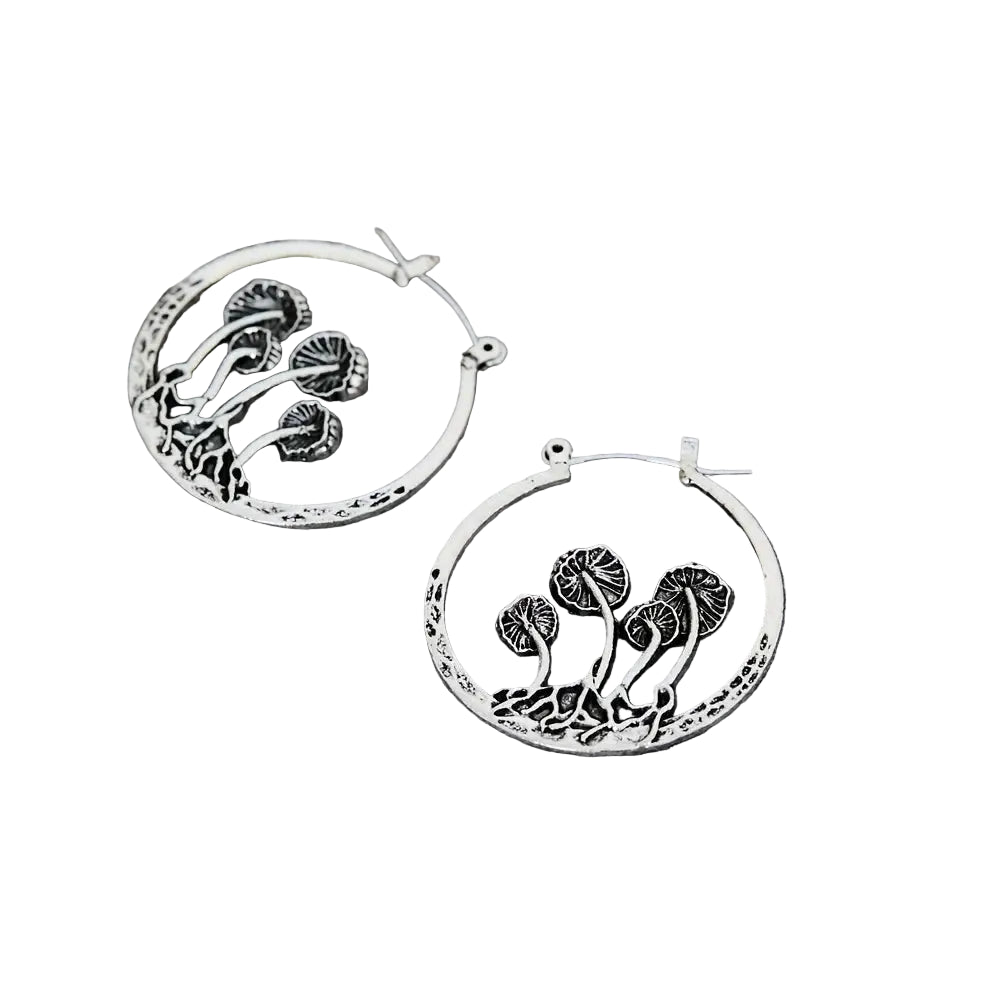 Mushroom Hoop Earrings for Gothic Fairy Grunge and Alternative Fashion