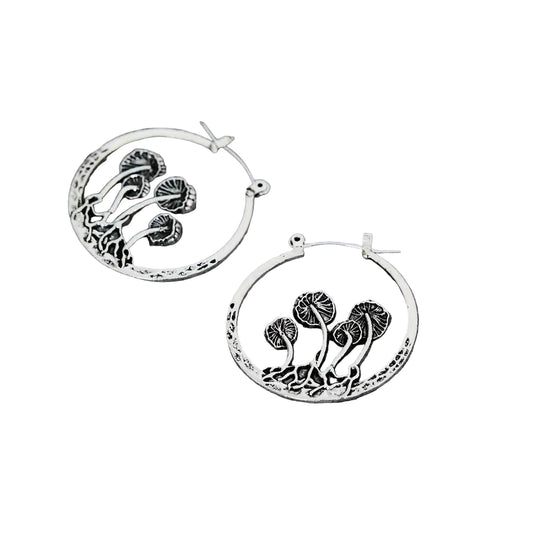 Mushroom Hoop Earrings for Gothic Fairy Grunge and Alternative Fashion