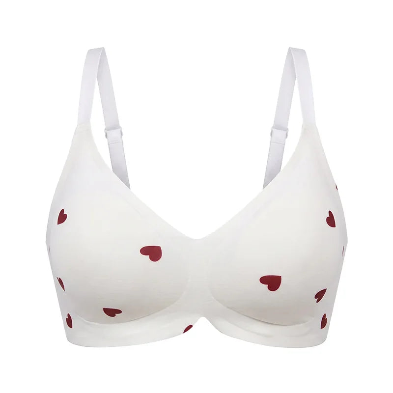 Cheerful Cherry Print Wire-Free Plunge Bra with Scalloped Trim