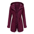 Women's Hooded Drawstring Longline Windbreaker Jacket with Lightweight Streetwear Outdoor Style