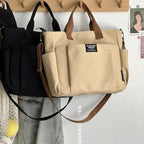 Minimal Canvas Tote Shoulder Crossbody Bag with Large Capacity Design