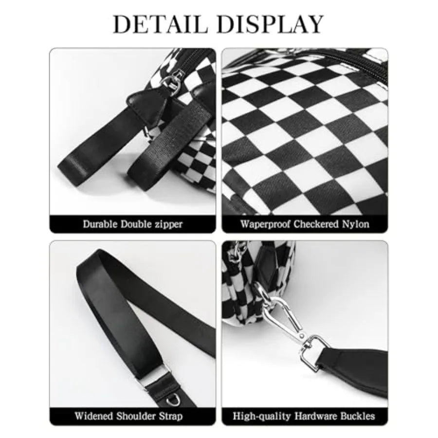 Checkered Crossbody Belt Bag with Adjustable Strap Everyday Travel Design