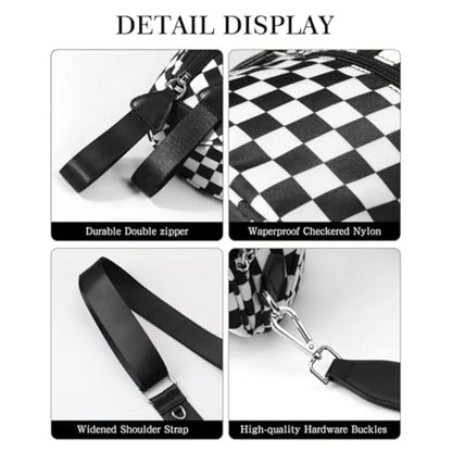 Checkered Crossbody Belt Bag with Adjustable Strap Everyday Travel Design