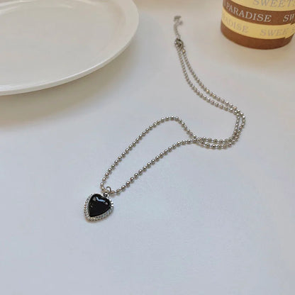 Black Heart Pendant Necklace Dark Feminine Alternative Fashion Jewelry