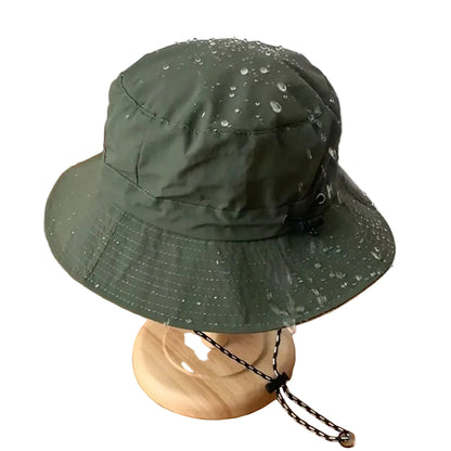 Unisex Waterproof Bucket Hat with Adjustable Chin Cord for Outdoor Travel and Hiking