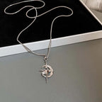 Celestial Crescent Moon and Star Pendant Necklace for Alternative Fashion