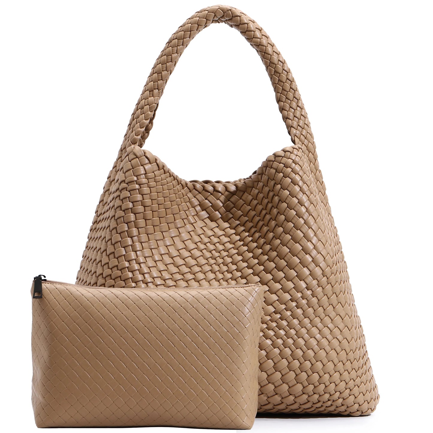 Soft Woven Texture Hobo Tote Shoulder Bag with Relaxed Structure