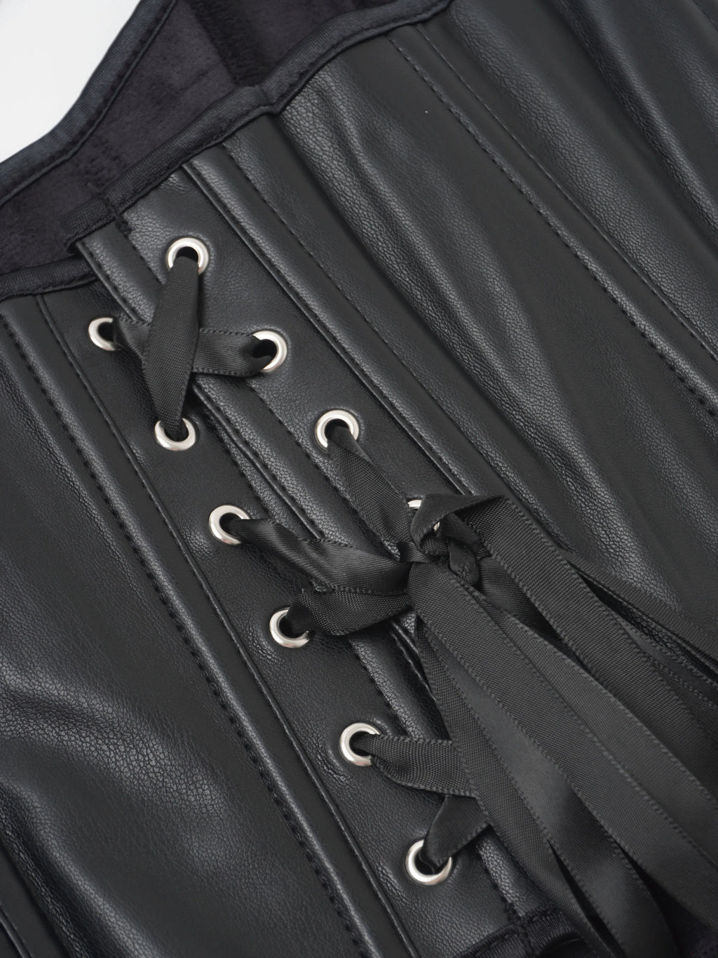 Sleek Black Faux Leather Asymmetrical One-Shoulder Corset Top