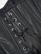 Sleek Black Faux Leather Asymmetrical One-Shoulder Corset Top