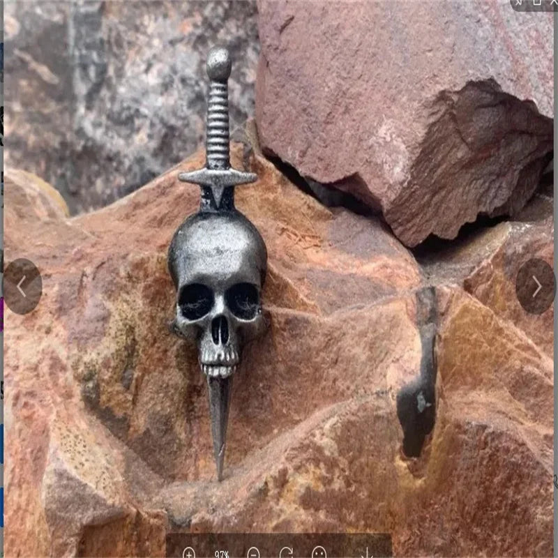 Vintage Gothic Skull and Crossed Sword Brooch for Alternative Styling