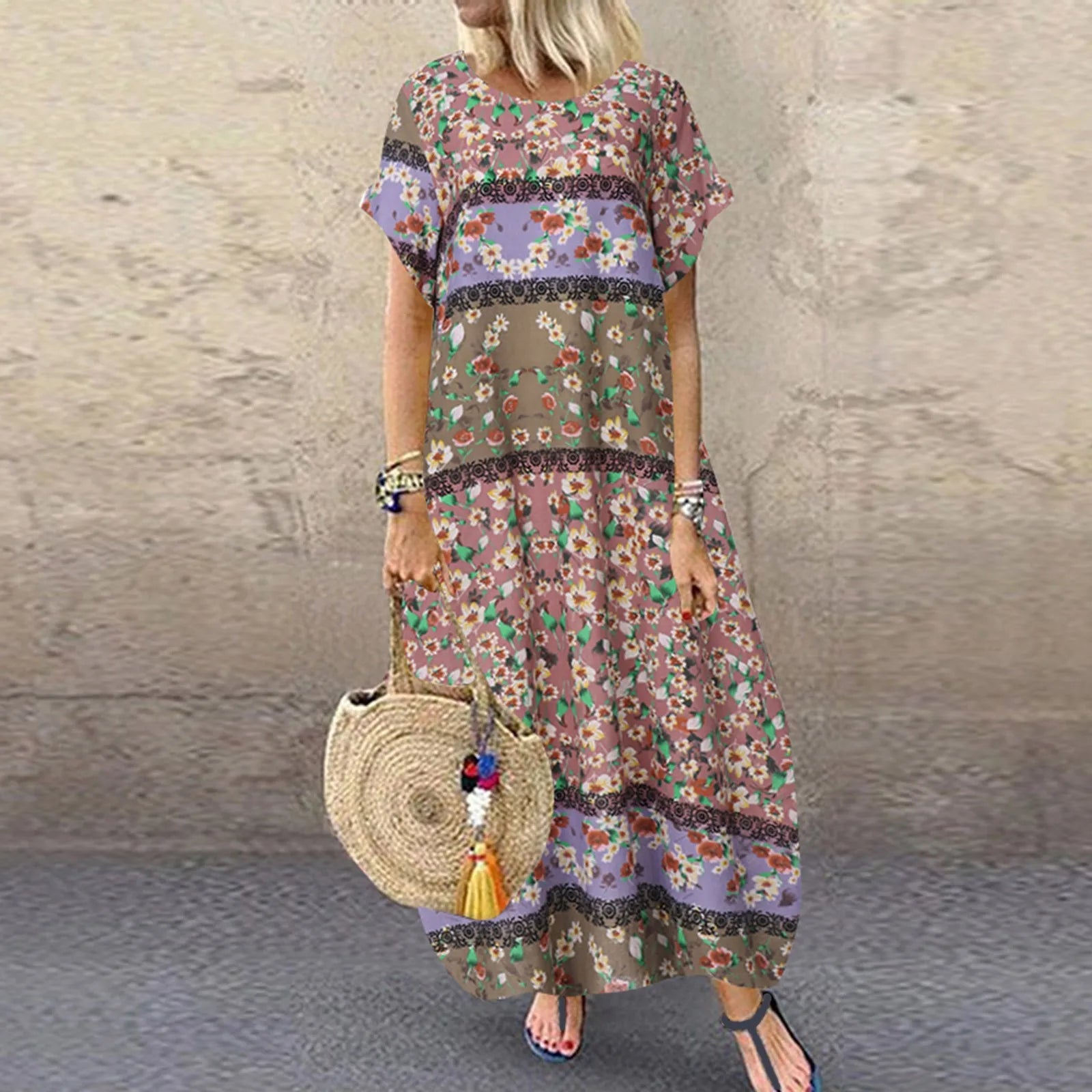 Relaxed Printed Maxi Dress With Easy Flow And Soft Shape