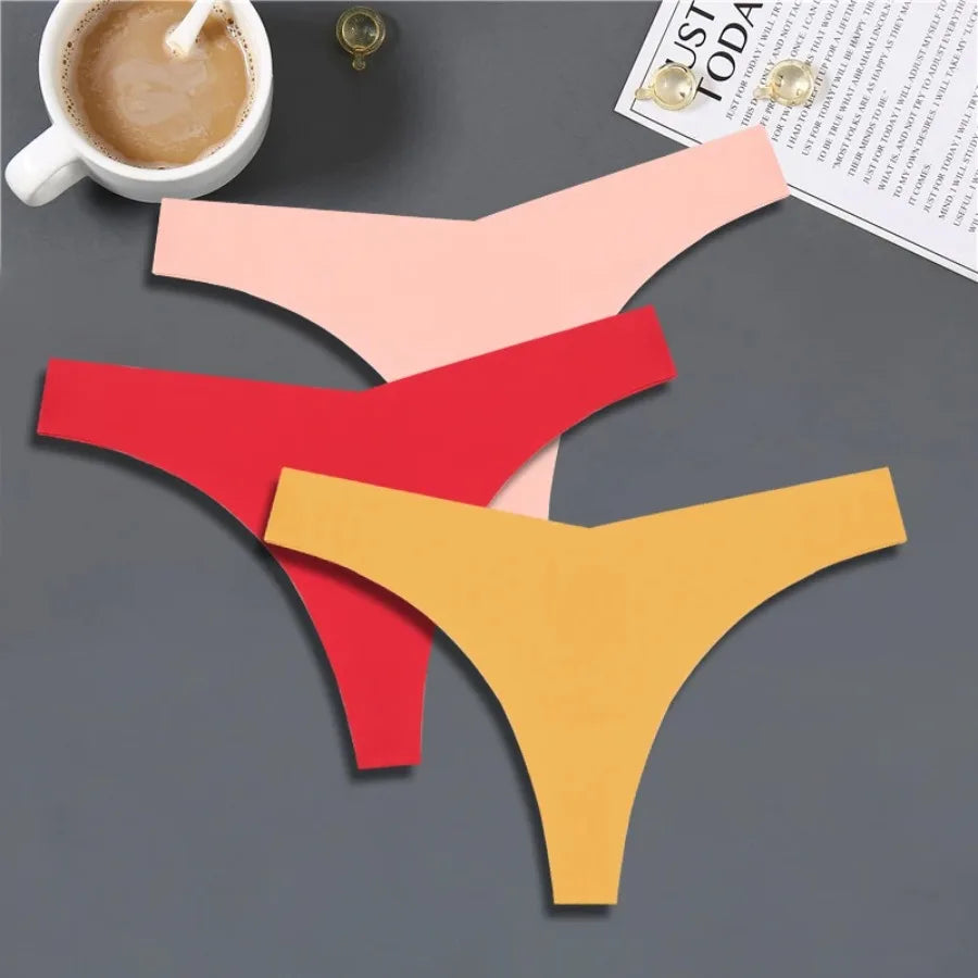 Seamless V-Waist Thong Panties Three-Pack with Smooth Athletic Finish