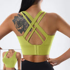 Mauve Criss-Cross Back Sports Bra with Keyhole Detail and Adjustable Band