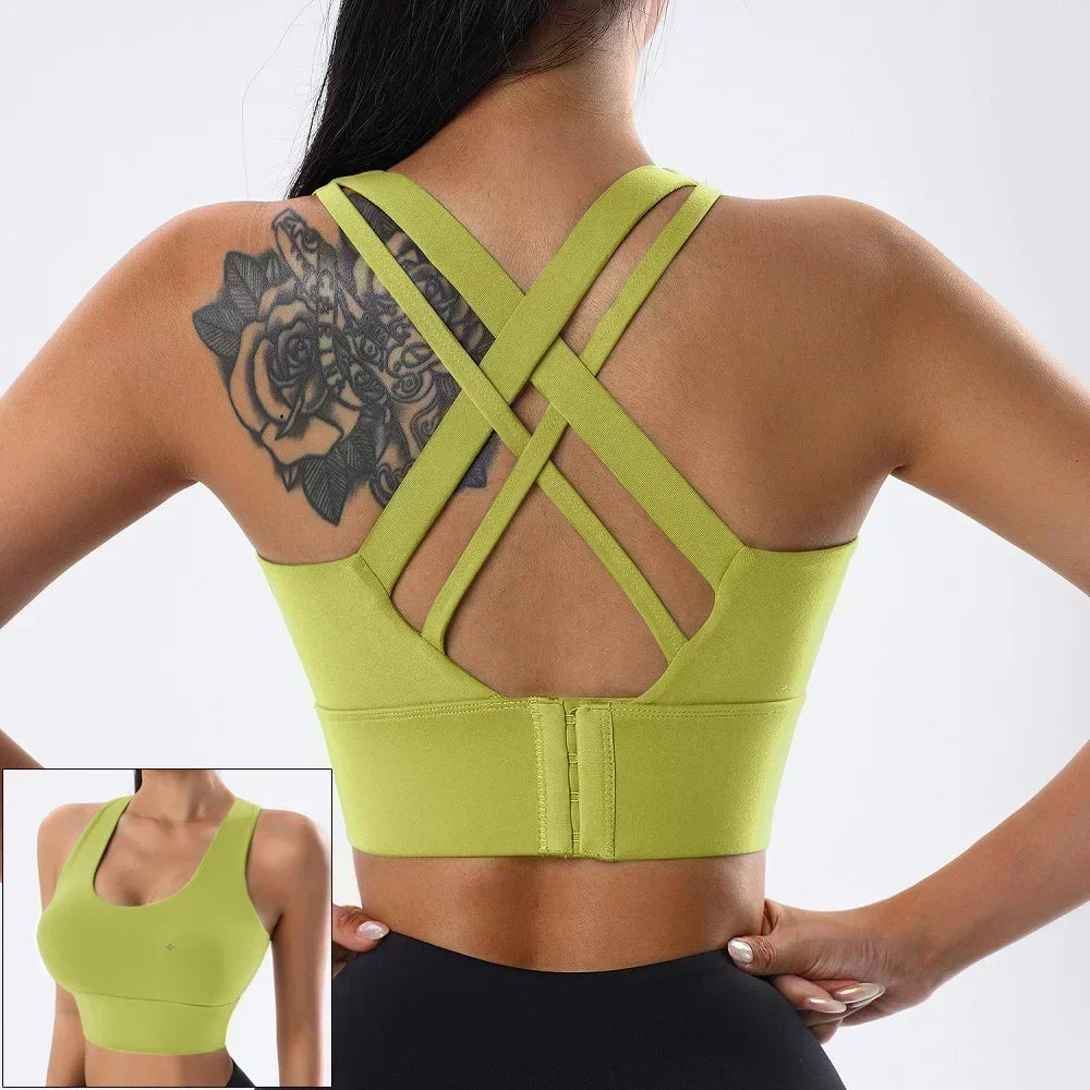 Mauve Criss-Cross Back Sports Bra with Keyhole Detail and Adjustable Band