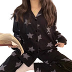 Women's Printed Pajama Co-Ord Set Relaxed Long Sleeve Loungewear Outfit