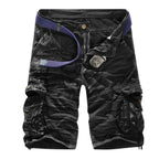 Men's Utility Cargo Shorts with Distressed Details and Multi Pocket Casual Streetwear Design