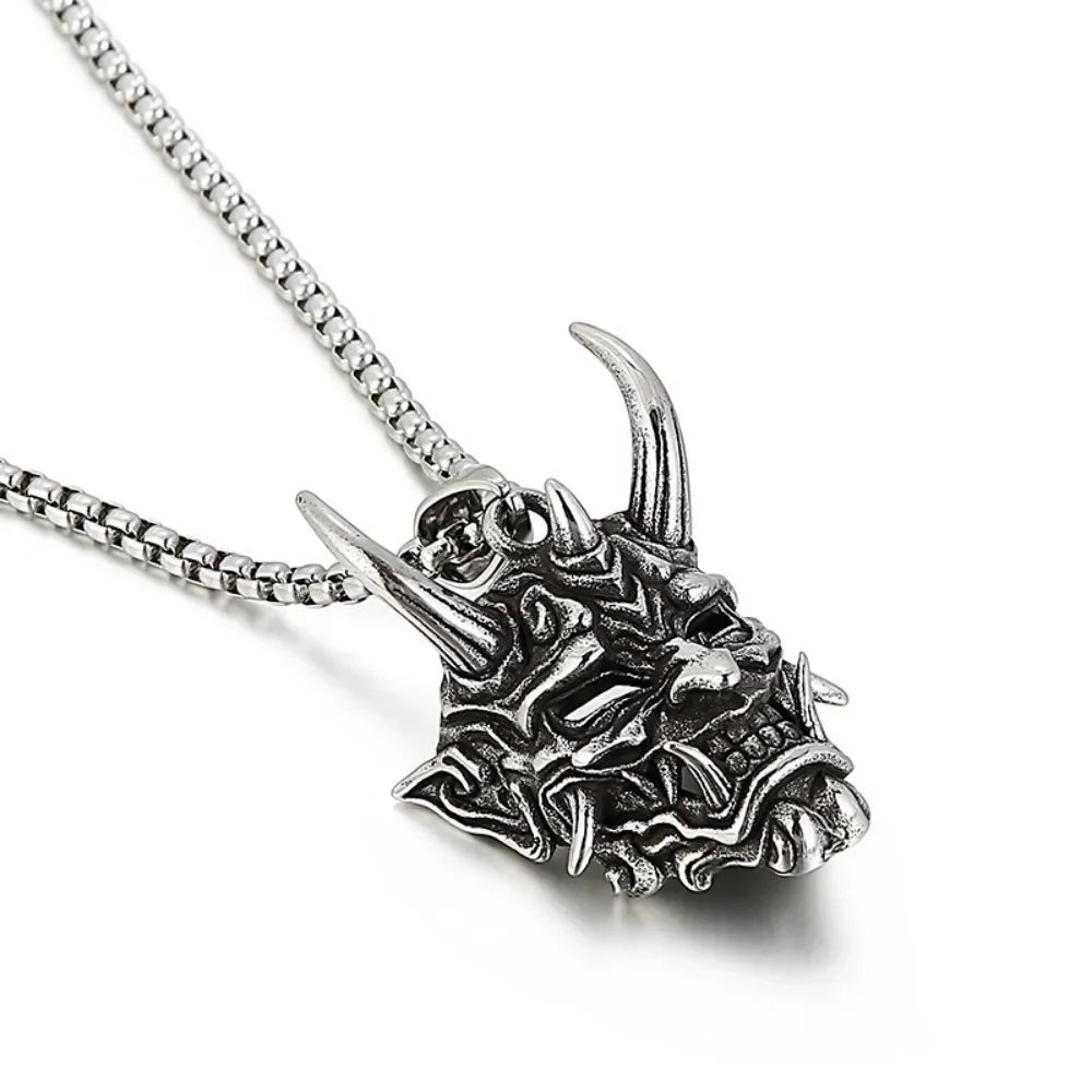 Demon Mask Pendant Necklace Gothic Punk Alternative Statement Jewelry