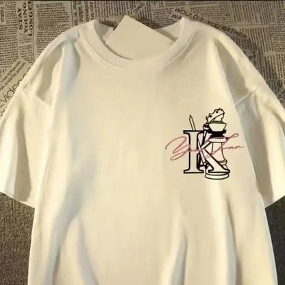 Retro Streetwear Graphic Cotton T-Shirt with Illustrative Artwork and Oversized Casual Fit