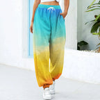 Women's High Waist Gradient Wide Leg Jogger Pants with Relaxed Casual Streetwear Style