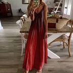 Gradient Print Spaghetti Strap Maxi Dress with Relaxed Boho Silhouette