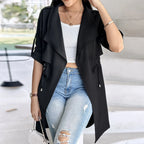 Women's Lightweight Longline Utility Trench Jacket with Relaxed Fit Contemporary Streetwear Outerwear