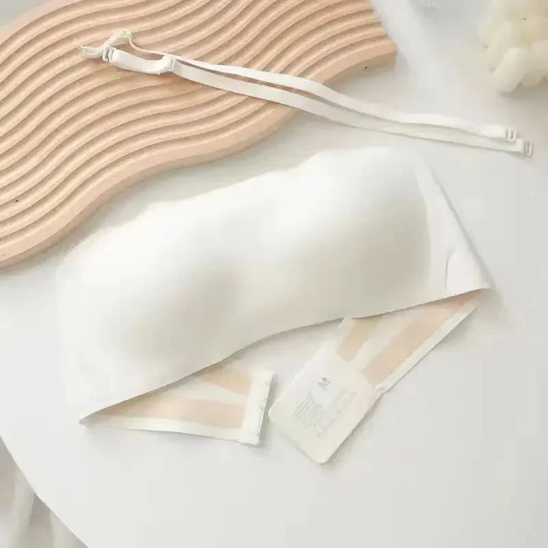 Seamless Strapless Tube Top Bra with Hook-and-Eye Back Closure