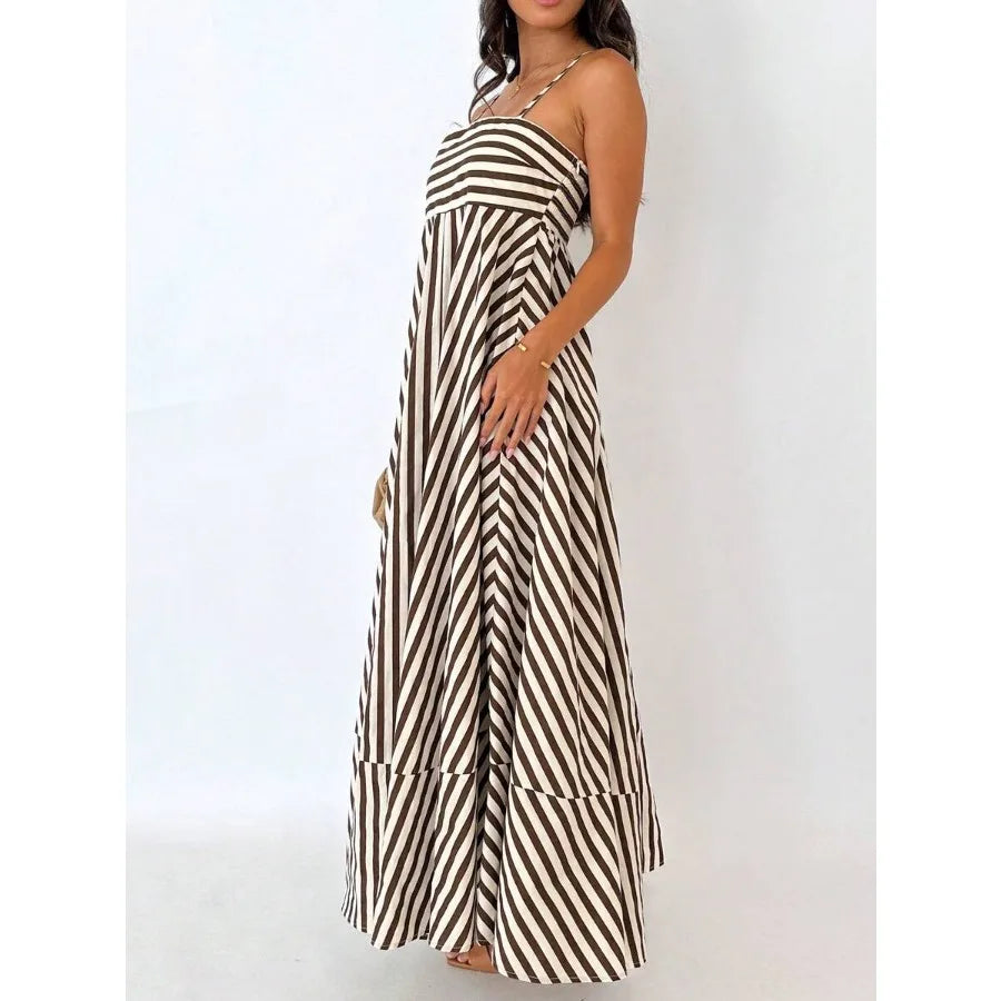 Smocked Spaghetti Strap Flowing Maxi Dress with Relaxed Contemporary Fit