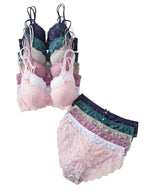 Elegant Floral Lace Scalloped Underwire Bra and Panty Set
