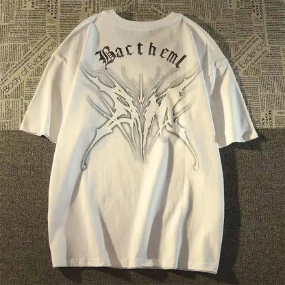 Oversized Tribal Butterfly Graphic Heavyweight Streetwear T-Shirt with Urban Edge