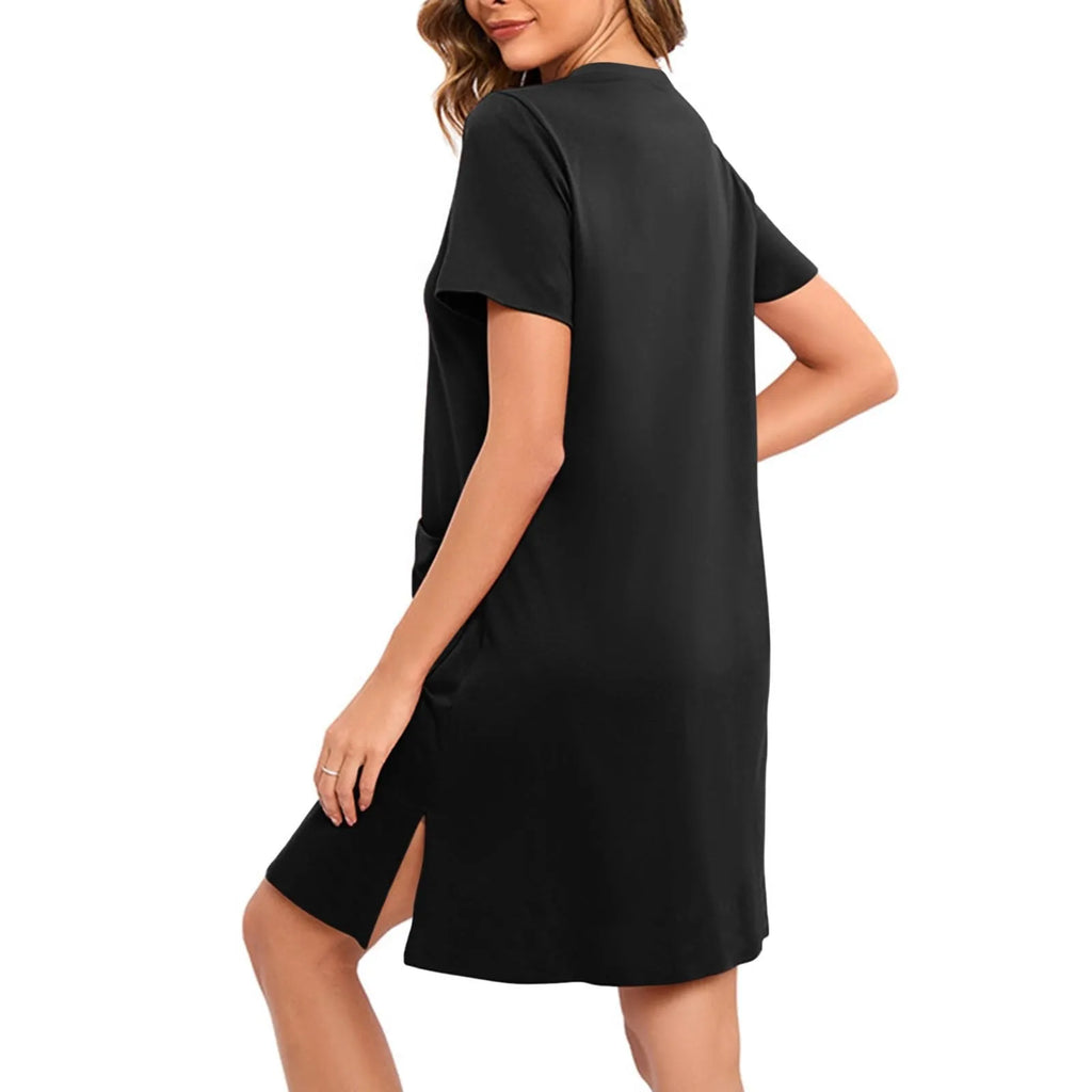 Women's Lightweight Zipper-Front Robe, Short-Sleeve Knee-Length Bathrobe with Pockets, Soft Casual Homewear and Sleepwear