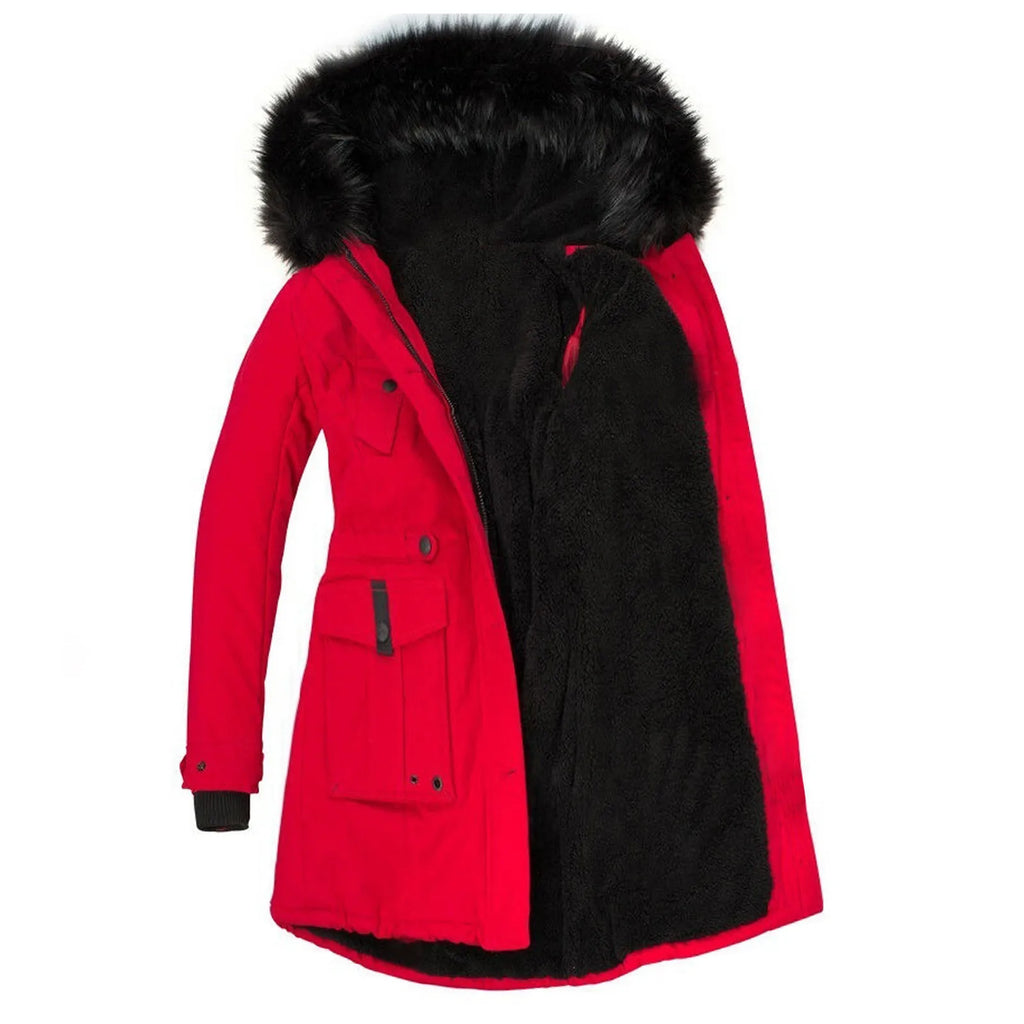 Women's Hooded Thick Padded Utility Jacket with Faux Fur Trim Everyday Winter Streetwear Coat