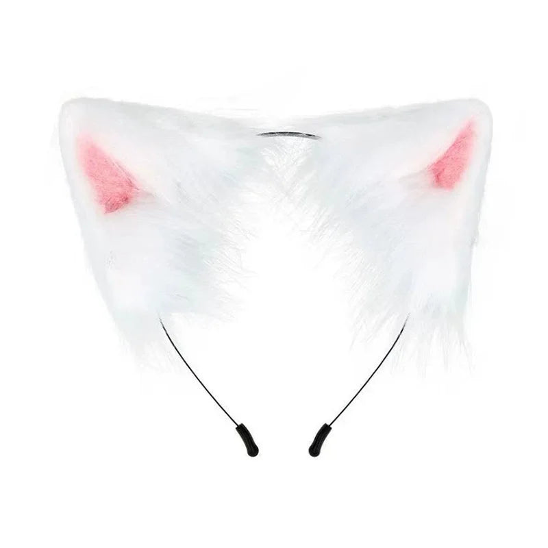 Complete Black and White Fox Maid Cosplay Set with Plush Paws, Tail, and Ear Headband