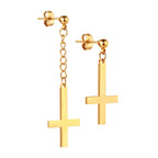 Gothic Cross Hoop Earrings for Punk and Alternative Statement Styling