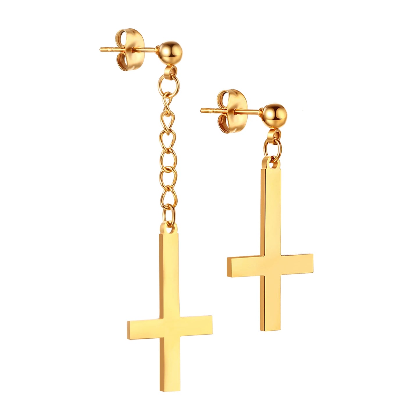 Gothic Cross Hoop Earrings for Punk and Alternative Statement Styling