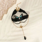 Gothic Butterfly Upper Arm Cuff with Crystal Drop Chain Accents