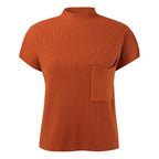 Women's Mock Neck Knit Sweater Vest with Relaxed Cap Sleeve Silhouette