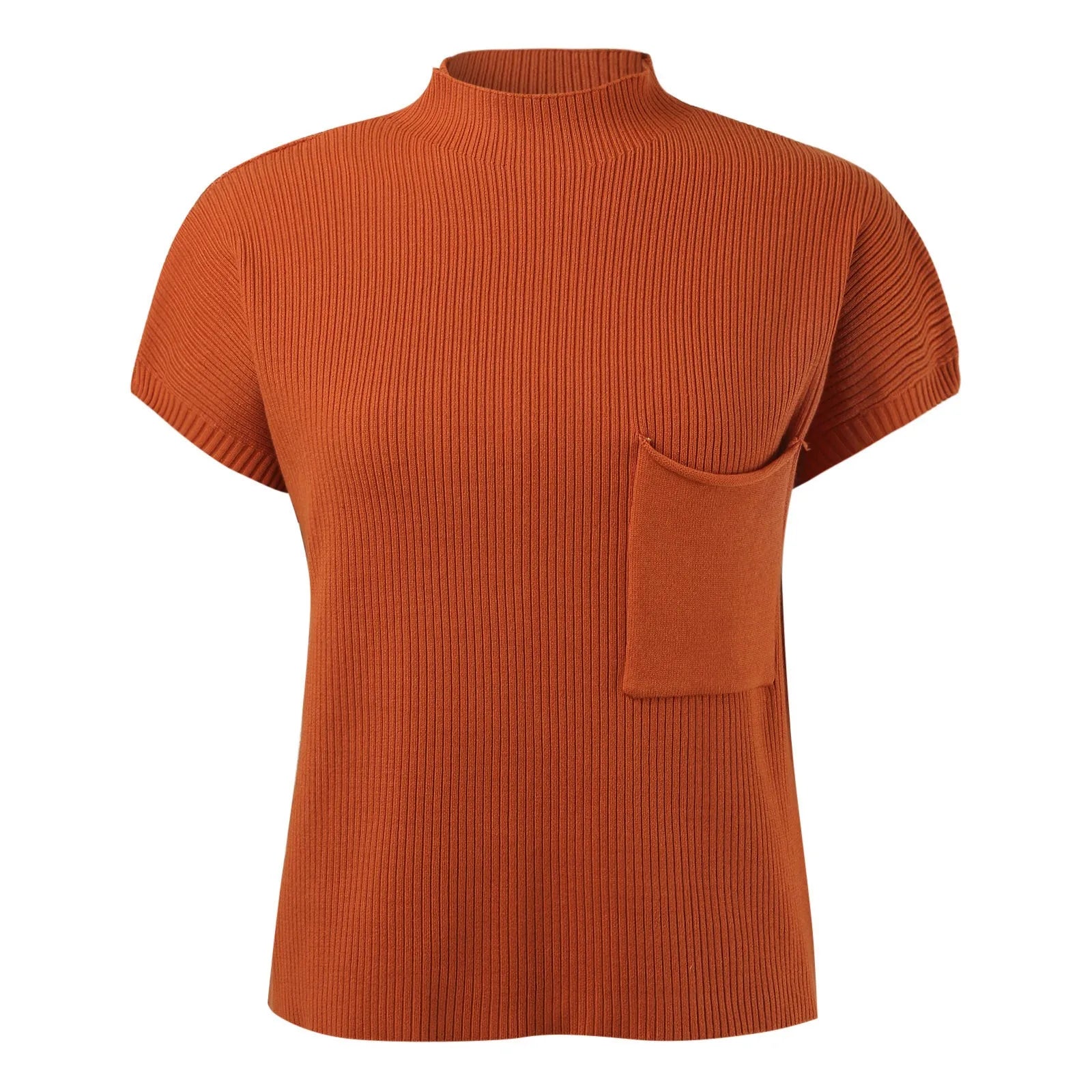 Women's Mock Neck Knit Sweater Vest with Relaxed Cap Sleeve Silhouette