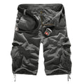 Men's Utility Cargo Shorts with Distressed Details and Multi Pocket Casual Streetwear Design