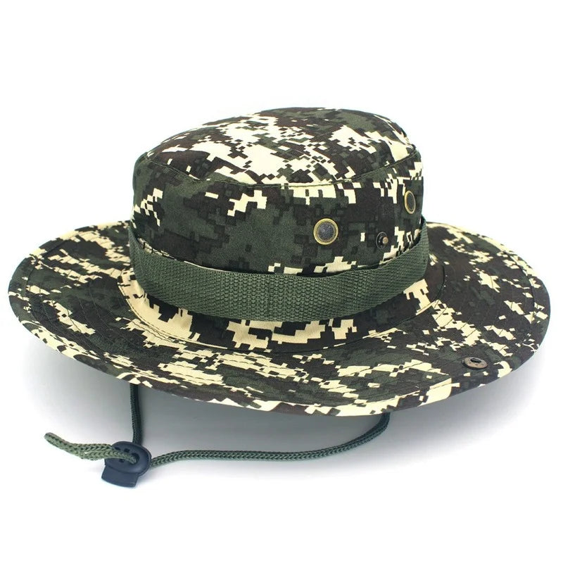Unisex Outdoor Boonie Bucket Hat with Adjustable Chin Cord for Hiking Fishing and Travel