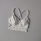 Playful Cherry Print Longline Sports Bra with Criss-Cross Open Back