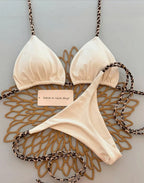 Contrast Leopard Strap Two-Piece Bikini with High-Cut Silhouette