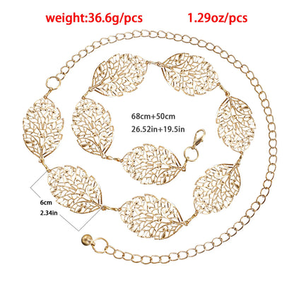 Ornate Leaf Accent Waist Chain for Elegant Alternative Fashion Styling