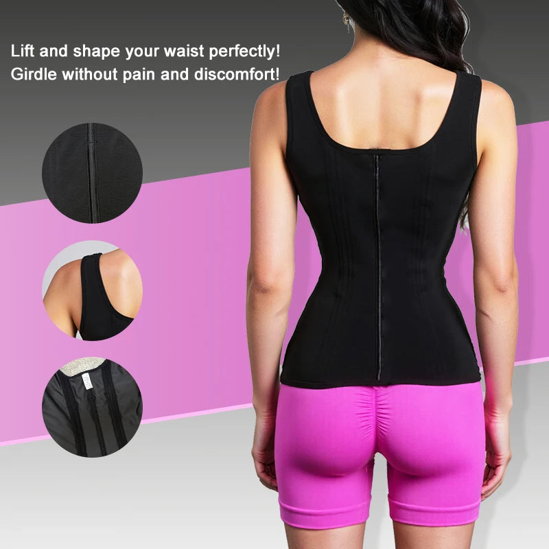 Underbust Waist Cincher Vest with Adjustable Straps and Zip Closure