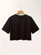 Women's Relaxed Graphic Crop T-Shirt for Casual Everyday Streetwear Modern Fashion Style