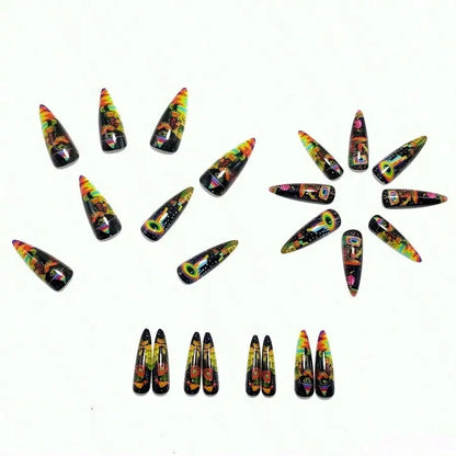 Psychedelic Alternative Stiletto Press-On Nail Art Set