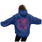 Women's Oversized Floral Graphic Pullover Hoodie Relaxed Casual Streetwear Sweatshirt for Everyday Wear