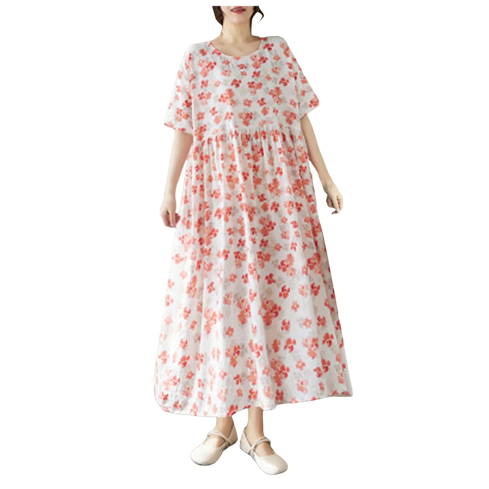 Boho Pleated Maxi Dress with Relaxed Silhouette for Everyday Styling