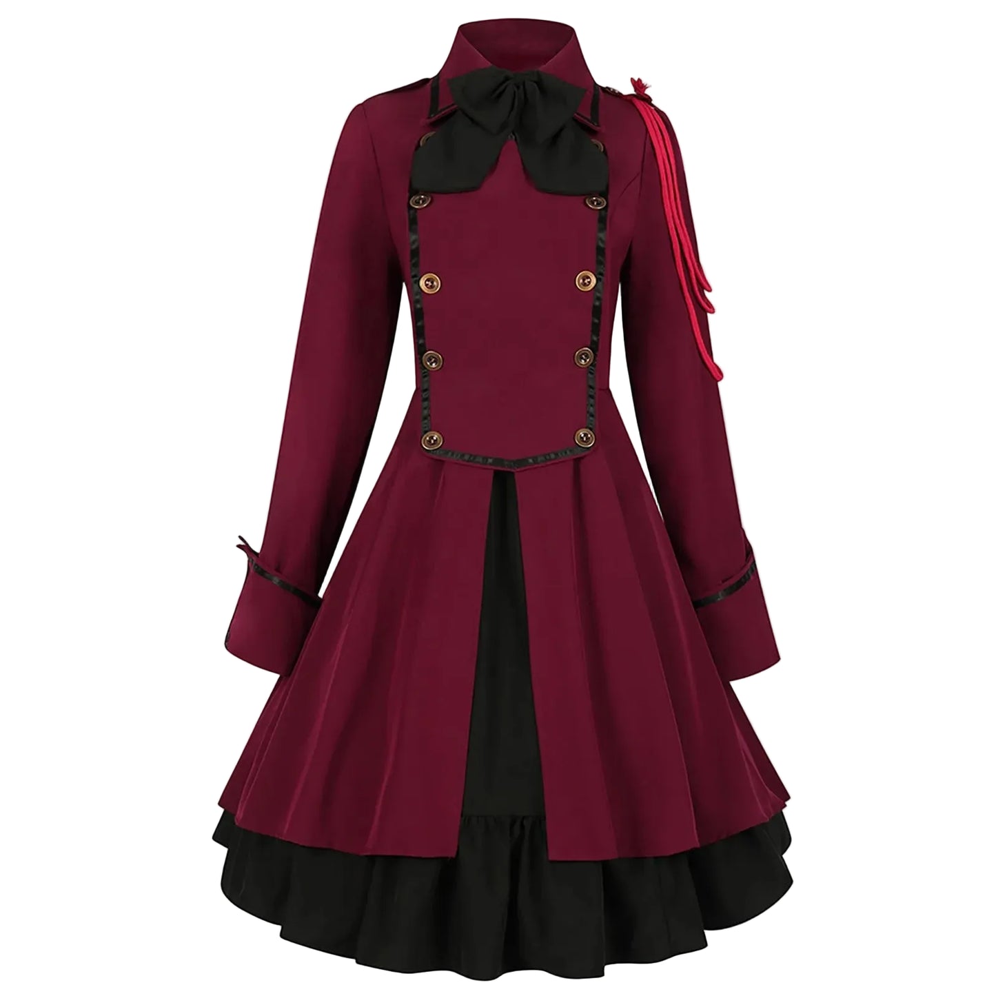 Military Style Gothic Lolita Coat Dress with Structured Elegant Design