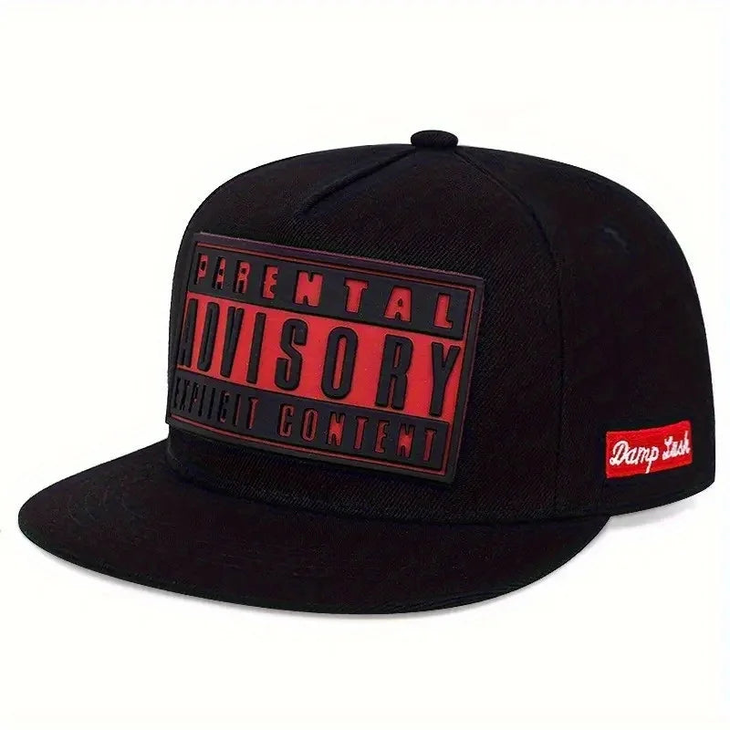 Adjustable Flat Brim Baseball Cap with Graphic Patch for Contemporary Streetwear Fashion Style